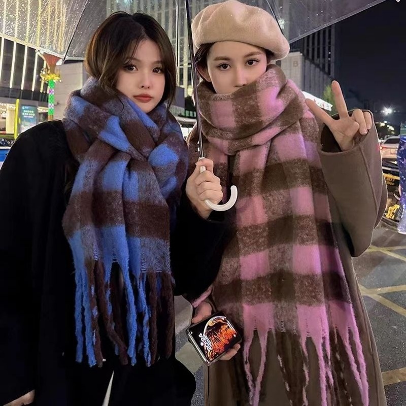 Street Fashion Korean - Écharpes à carreaux coréennes pour femmes,