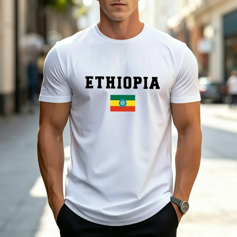 Street Fashion Theme - T-shirt streetwear pour homme, imprimé drapeau
