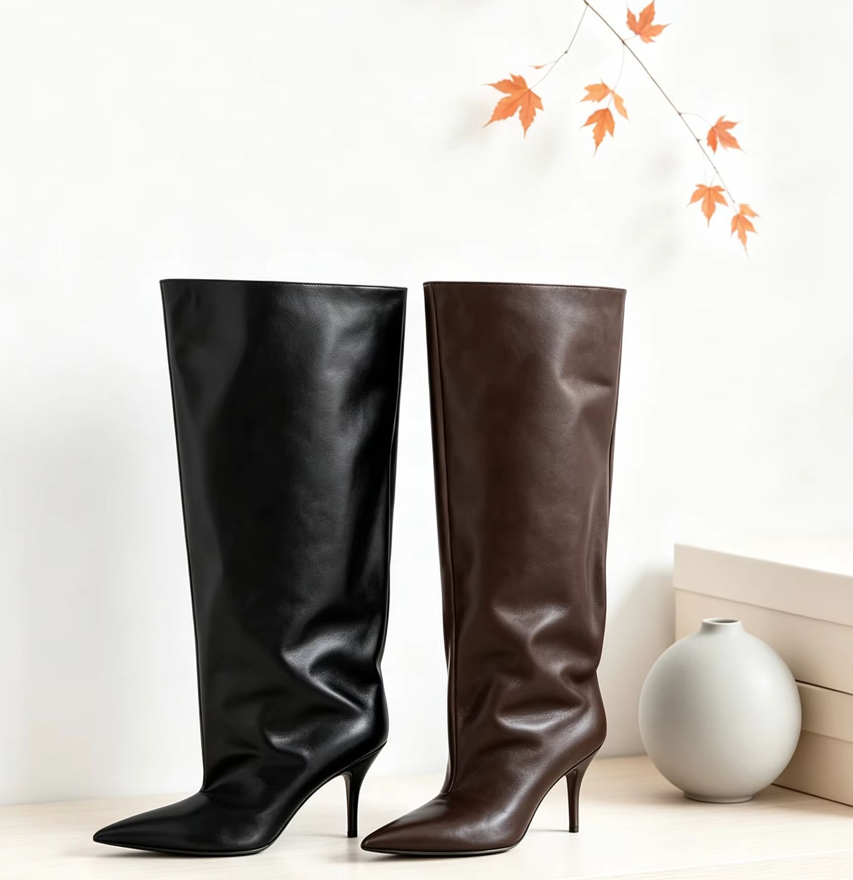 Street Fashion Ladies - Bottes hautes à revers large et