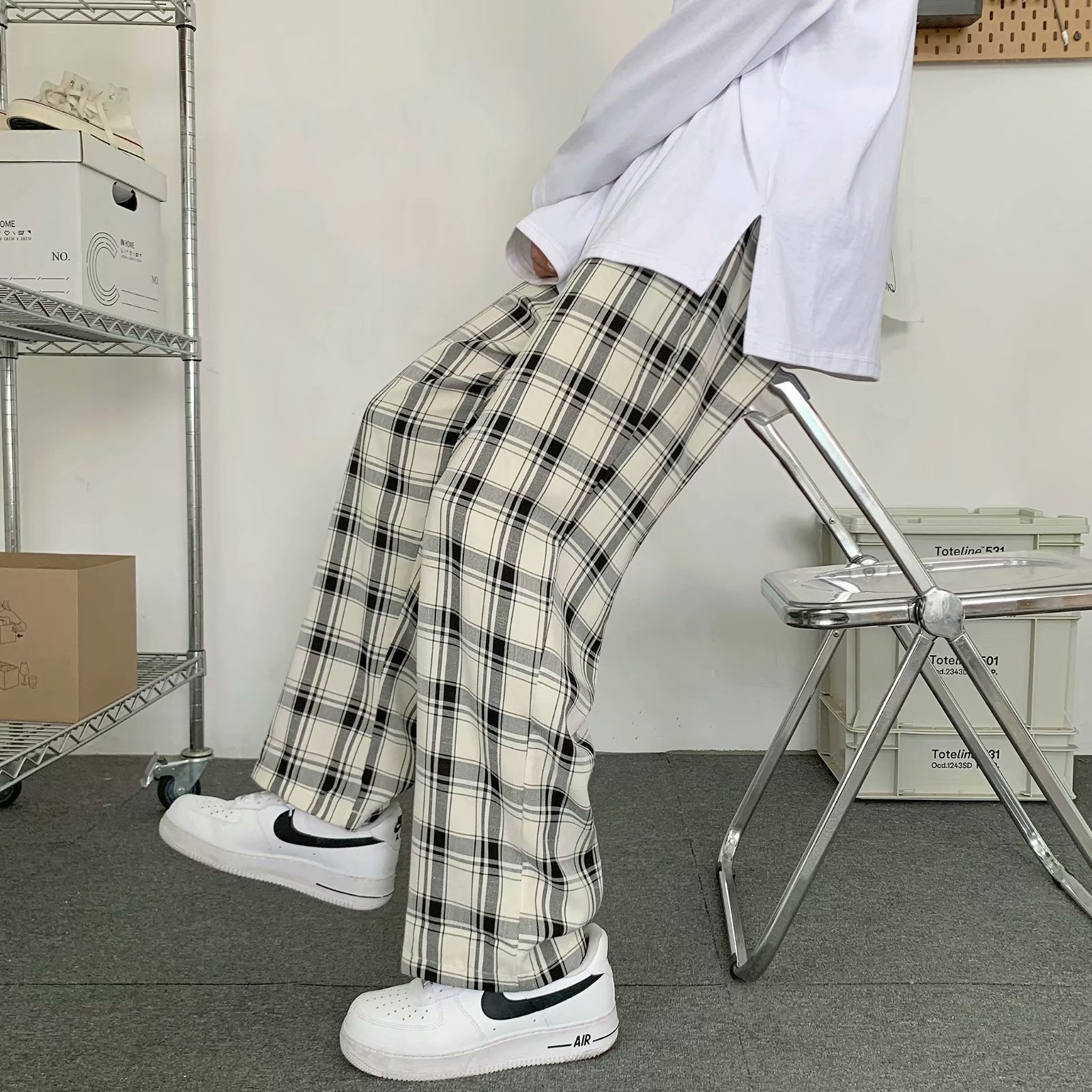 Cargo Pant Wide - Pantalon à carreaux pour hommes, style
