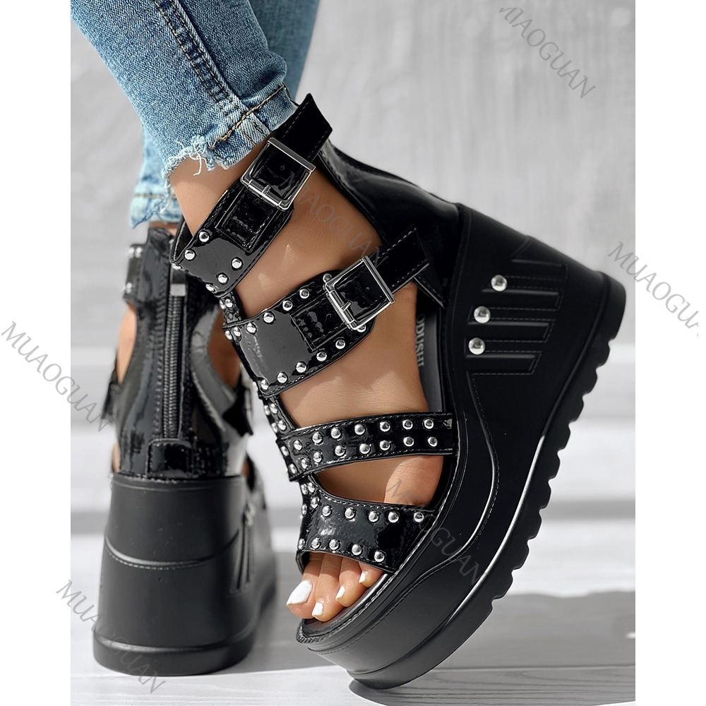 Sandales noires à bout ouvert  - Street Fashion Ladies avis et prix
