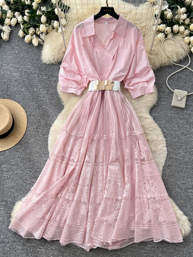 Robe longue rose style françai - Street Fashion Events avis et prix