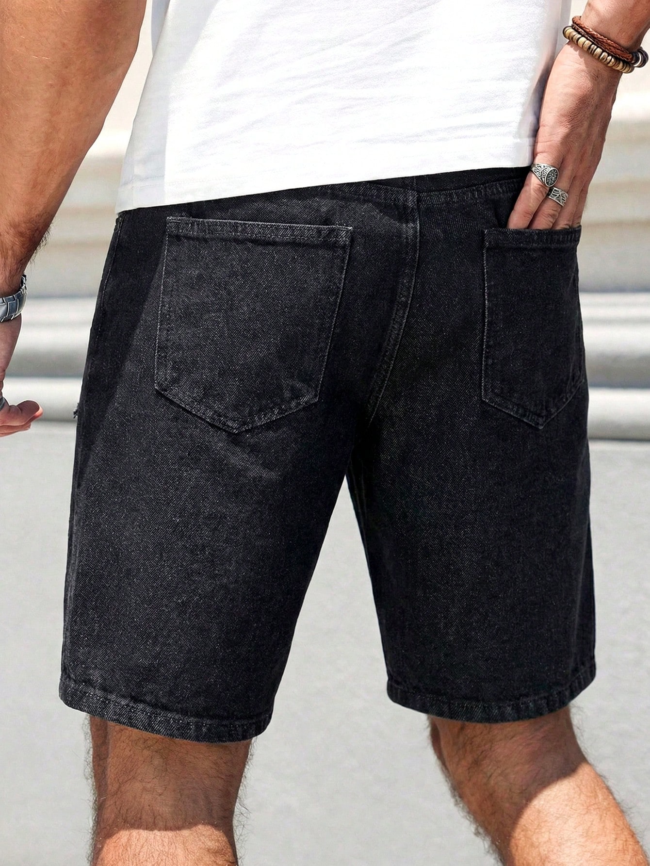 Shorts en jean déchirés noirs  - Distressed Jean Rip avis et prix