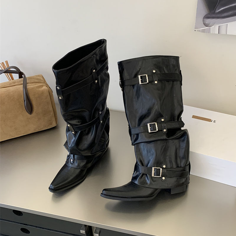 Nouvelles Bottes Hautes Noires - Street Fashion Ladies avis et prix