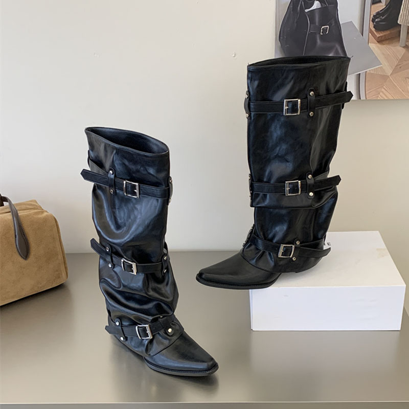 Nouvelles Bottes Hautes Noires - Street Fashion Ladies avis et prix