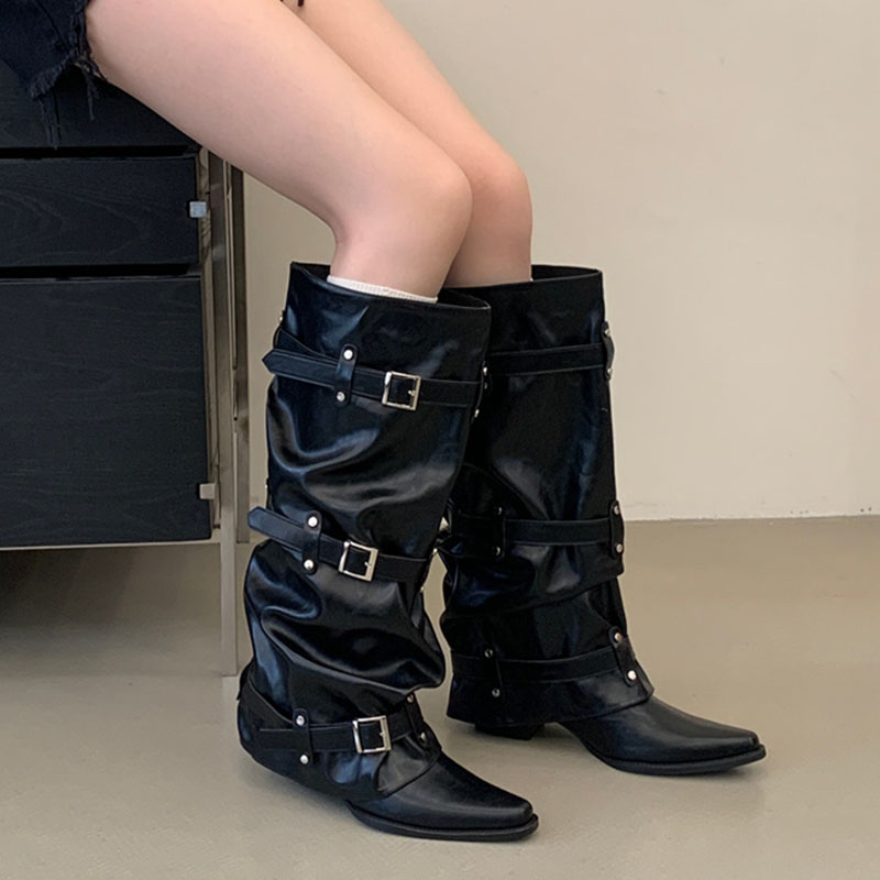 Nouvelles Bottes Hautes Noires - Street Fashion Ladies avis et prix