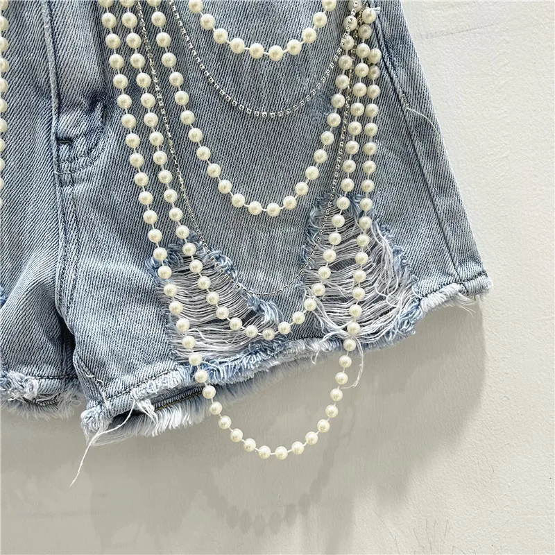 Short en Jean délavé avec trou - Distressed Jean Rip avis et prix