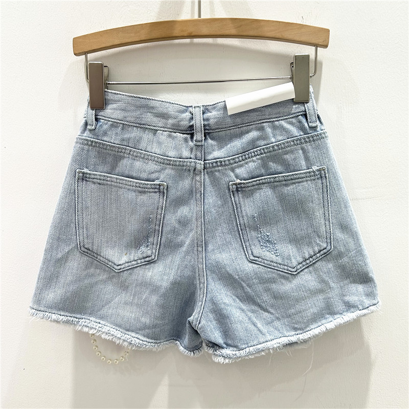 Short en Jean délavé avec trou - Distressed Jean Rip avis et prix