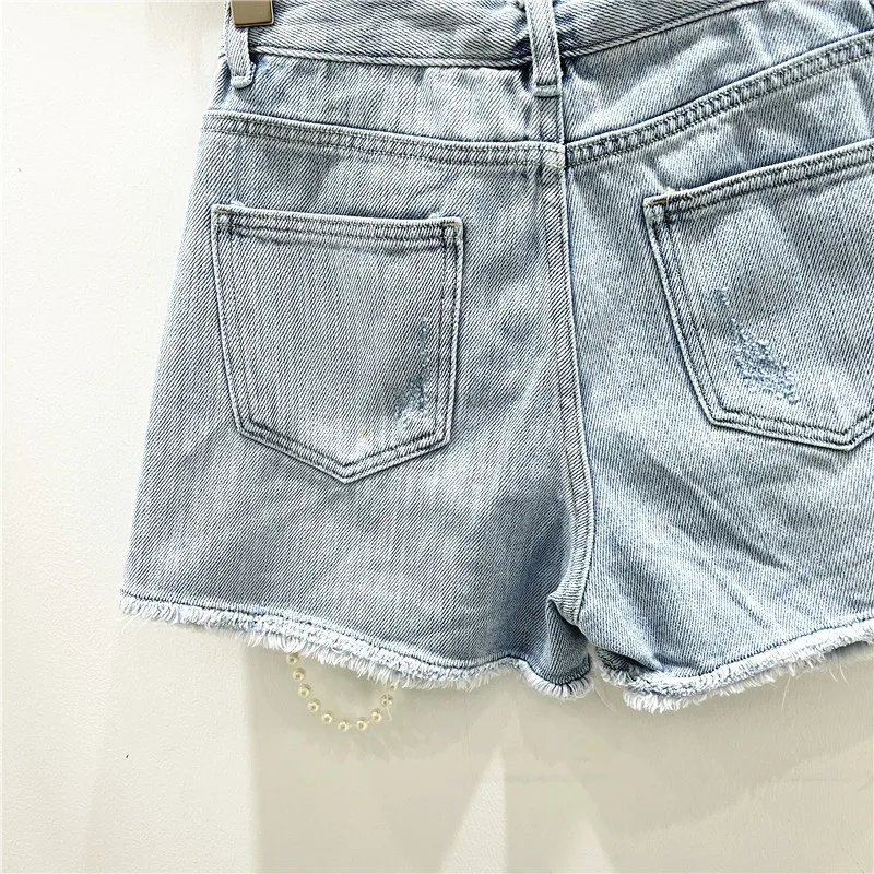 Short en Jean délavé avec trou - Distressed Jean Rip avis et prix