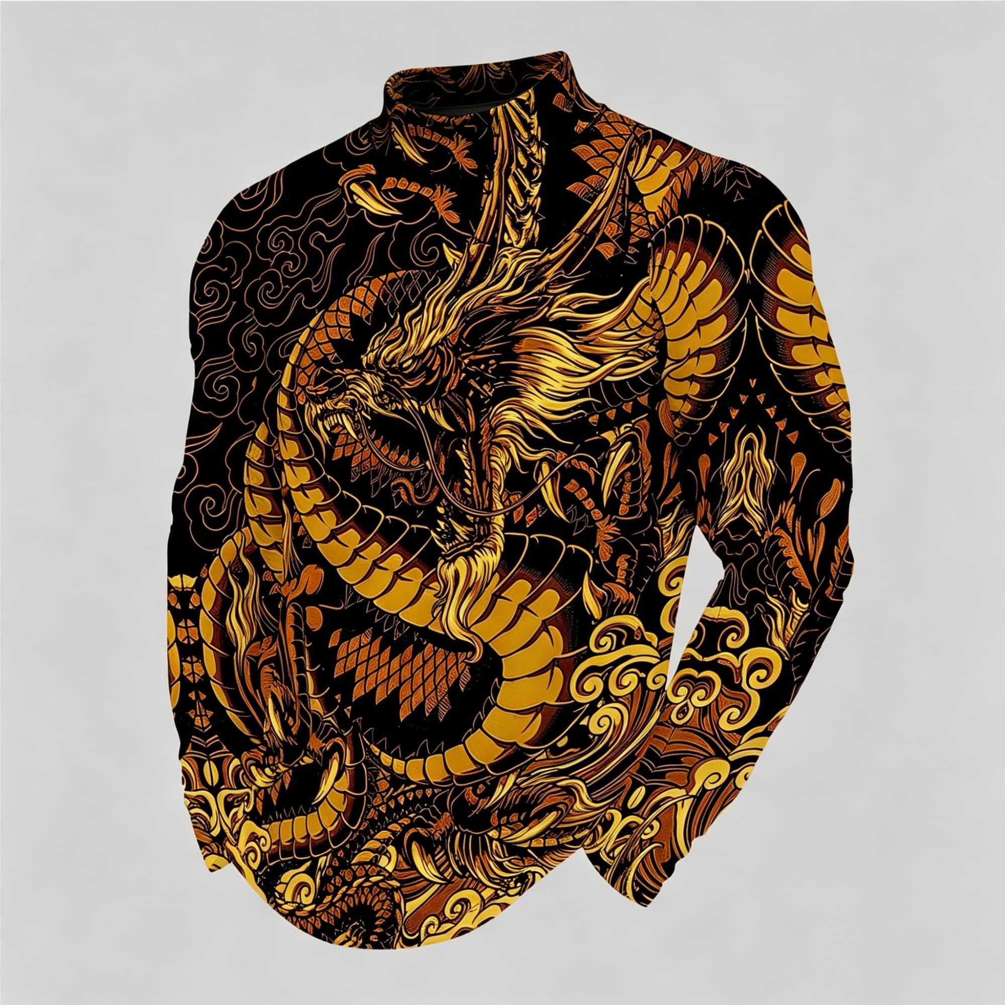 T-shirt à col montant et manch - Street Fashion Asian avis et prix