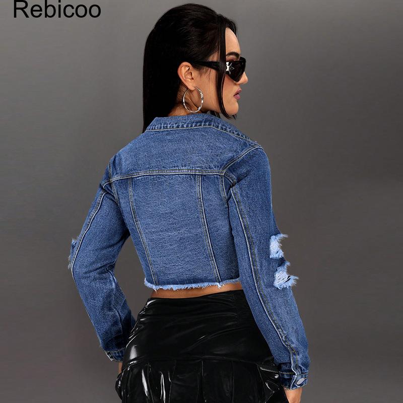 Veste en jean courte pour femm - Distressed Jean Rip avis et prix