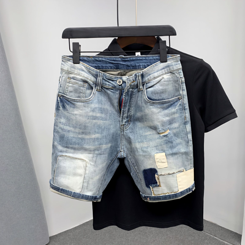 Short en jean droit pour homme - Distressed Jean Rip avis et prix
