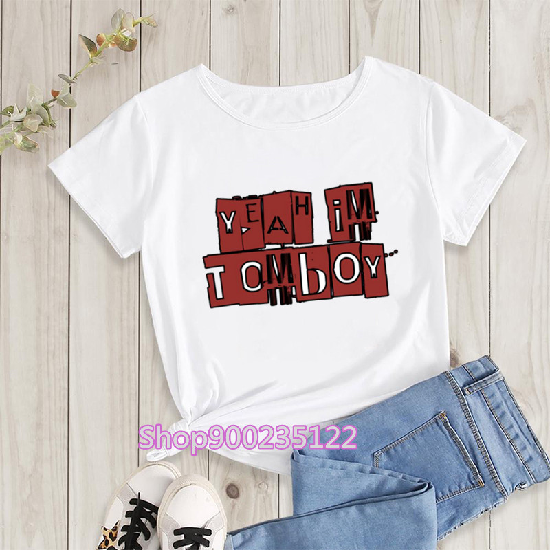 T-shirt imprimé lettre K POP p - Street Fashion Asian avis et prix